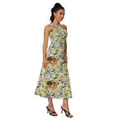 Sleeveless Cross Front Cocktail Midi Chiffon Dress 