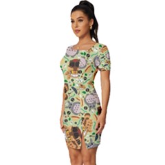 Fitted Knot Split End Bodycon Dress 
