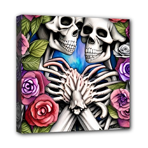 Floral Skeletons Mini Canvas 8  x 8  (Stretched) from ArtsNow.com