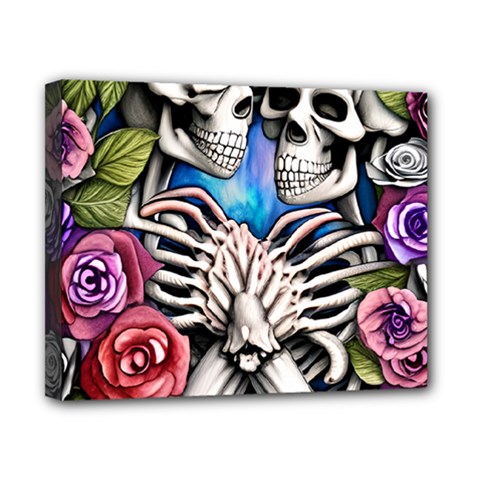 Floral Skeletons Canvas 10  x 8  (Stretched) from ArtsNow.com
