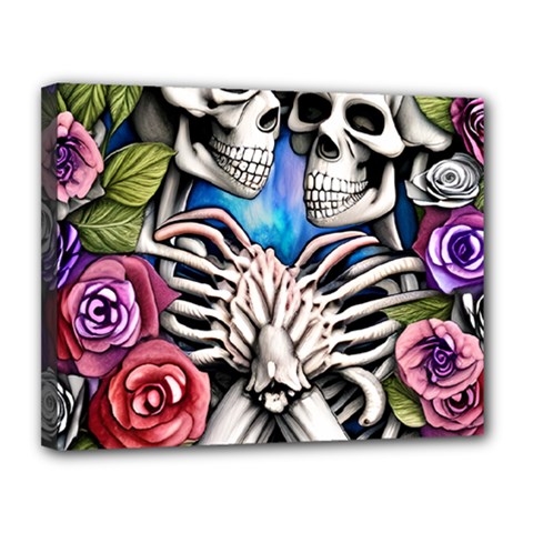 Floral Skeletons Canvas 14  x 11  (Stretched) from ArtsNow.com