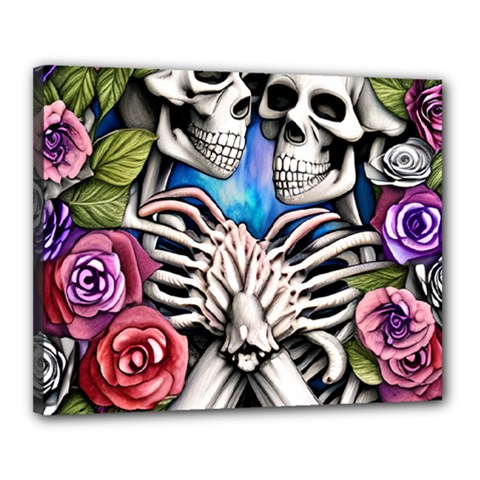 Floral Skeletons Canvas 20  x 16  (Stretched) from ArtsNow.com