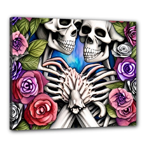 Floral Skeletons Canvas 24  x 20  (Stretched) from ArtsNow.com