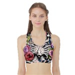Floral Skeletons Sports Bra with Border