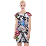 Floral Skeletons Cap Sleeve Bodycon Dress