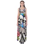 Floral Skeletons Empire Waist Maxi Dress