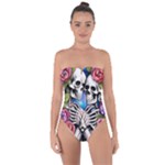 Floral Skeletons Tie Back One Piece Swimsuit