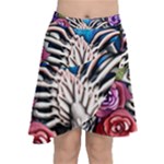 Floral Skeletons Chiffon Wrap Front Skirt