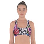 Floral Skeletons Cross Back Sports Bra