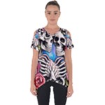 Floral Skeletons Cut Out Side Drop Tee