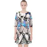 Floral Skeletons Quarter Sleeve Pocket Dress