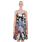 Floral Skeletons Spaghetti Strap Velvet Dress