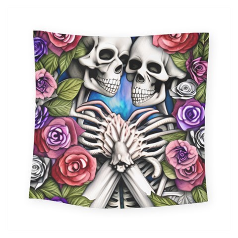 Floral Skeletons Square Tapestry (Small) from ArtsNow.com