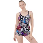 Floral Skeletons Boyleg Tankini Set 