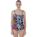 Floral Skeletons Twist Front Tankini Set