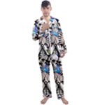 Floral Skeletons Men s Long Sleeve Satin Pajamas Set