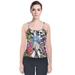 Floral Skeletons Velvet Spaghetti Strap Top