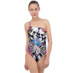 Floral Skeletons Classic One Shoulder Swimsuit