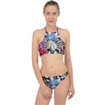 Floral Skeletons Racer Front Bikini Set