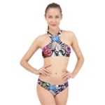 Floral Skeletons High Neck Bikini Set