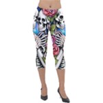 Floral Skeletons Lightweight Velour Capri Leggings 