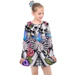 Floral Skeletons Kids  Long Sleeve Dress