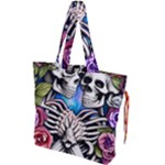 Floral Skeletons Drawstring Tote Bag