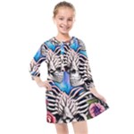 Floral Skeletons Kids  Quarter Sleeve Shirt Dress