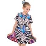 Floral Skeletons Kids  Short Sleeve Shirt Dress