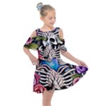 Floral Skeletons Kids  Shoulder Cutout Chiffon Dress