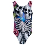 Floral Skeletons Kids  Cut-Out Back One Piece Swimsuit