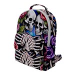 Floral Skeletons Flap Pocket Backpack (Large)