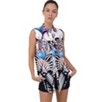 Floral Skeletons Sleeveless Chiffon Button Shirt