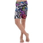 Floral Skeletons Kids  Lightweight Velour Cropped Yoga Leggings