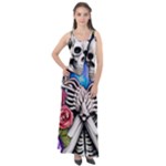 Floral Skeletons Sleeveless Velour Maxi Dress