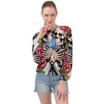 Floral Skeletons Banded Bottom Chiffon Top