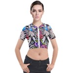 Floral Skeletons Short Sleeve Cropped Jacket