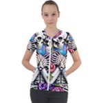 Floral Skeletons Short Sleeve Zip Up Jacket