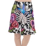 Floral Skeletons Fishtail Chiffon Skirt