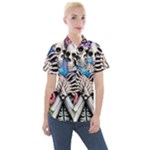 Floral Skeletons Women s Short Sleeve Pocket Shirt