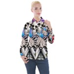 Floral Skeletons Women s Long Sleeve Pocket Shirt