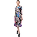 Floral Skeletons Ruffle End Midi Chiffon Dress