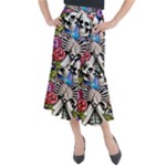 Floral Skeletons Midi Mermaid Skirt