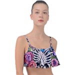 Floral Skeletons Frill Bikini Top