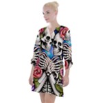 Floral Skeletons Open Neck Shift Dress