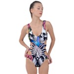 Floral Skeletons Side Cut Out Swimsuit