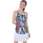 Floral Skeletons Racer Back Mesh Tank Top