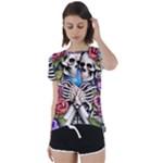 Floral Skeletons Short Sleeve Open Back Tee