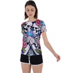 Floral Skeletons Back Circle Cutout Sports Tee