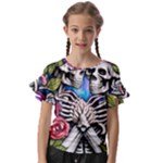 Floral Skeletons Kids  Cut Out Flutter Sleeves